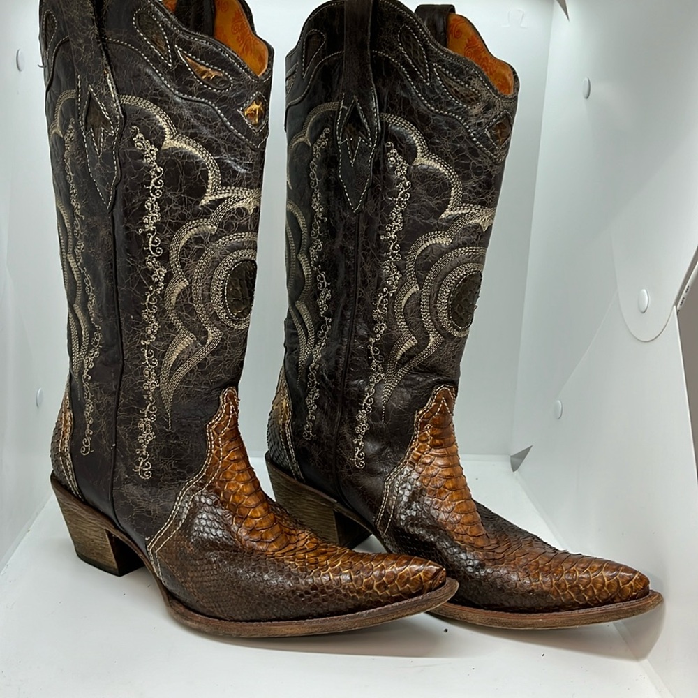 Brown and Black Heeled Boots